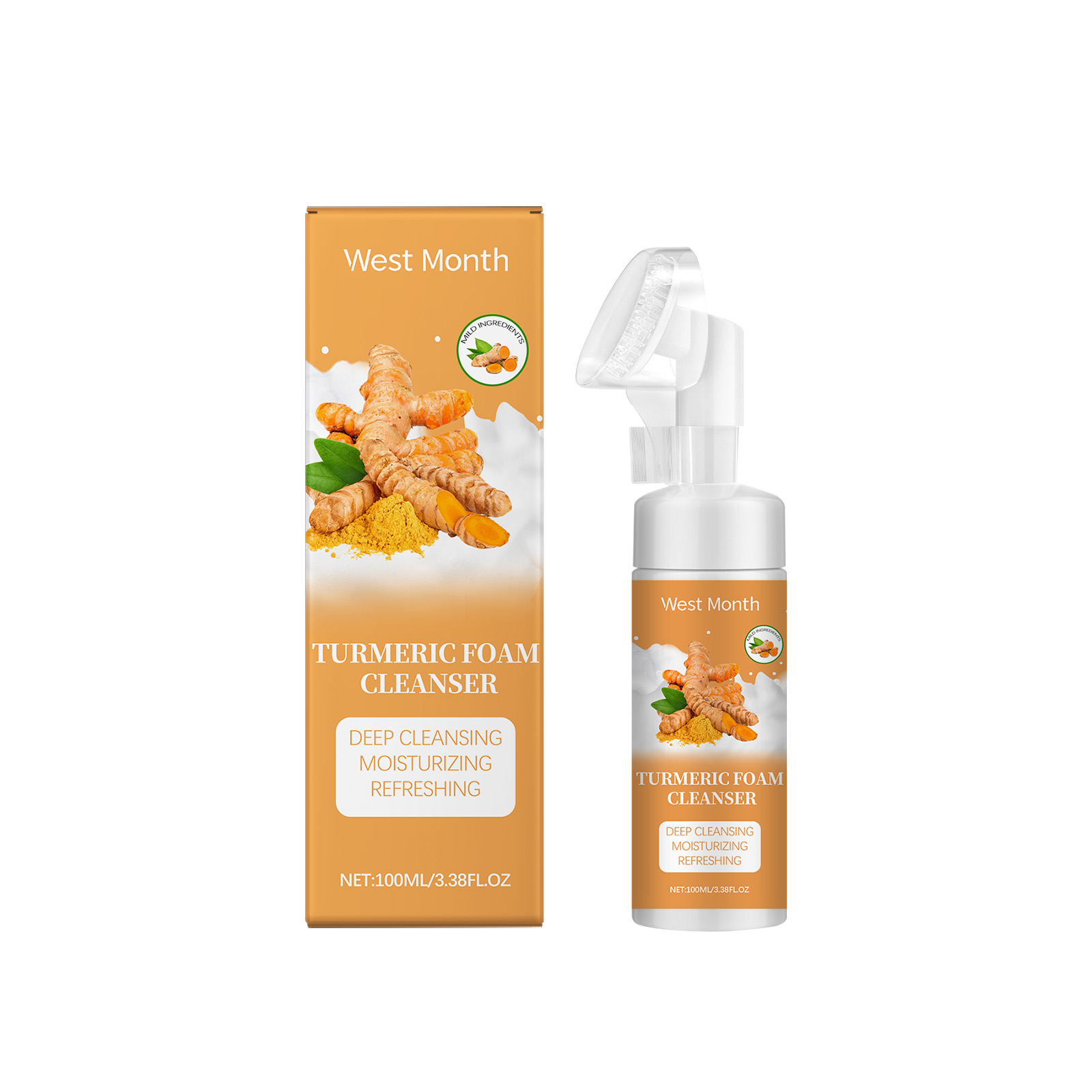 West Month Turmeric Foam Cleanser Gentle Cleansing Pore Cleanser Refreshing Moisturizing Moisturizing Cleanser