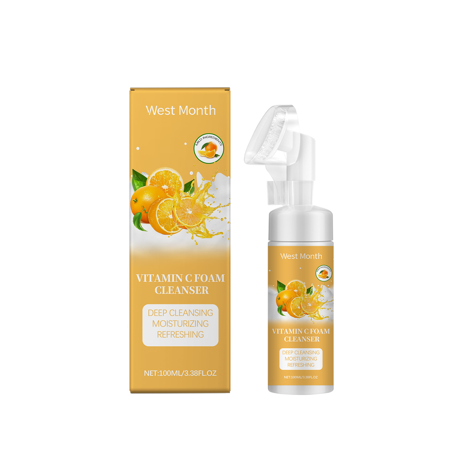 West Month Vitamin C Foam Cleanser Gently Cleanses Pores, Removes Acne And Cleanses Face With Refreshing Moisture