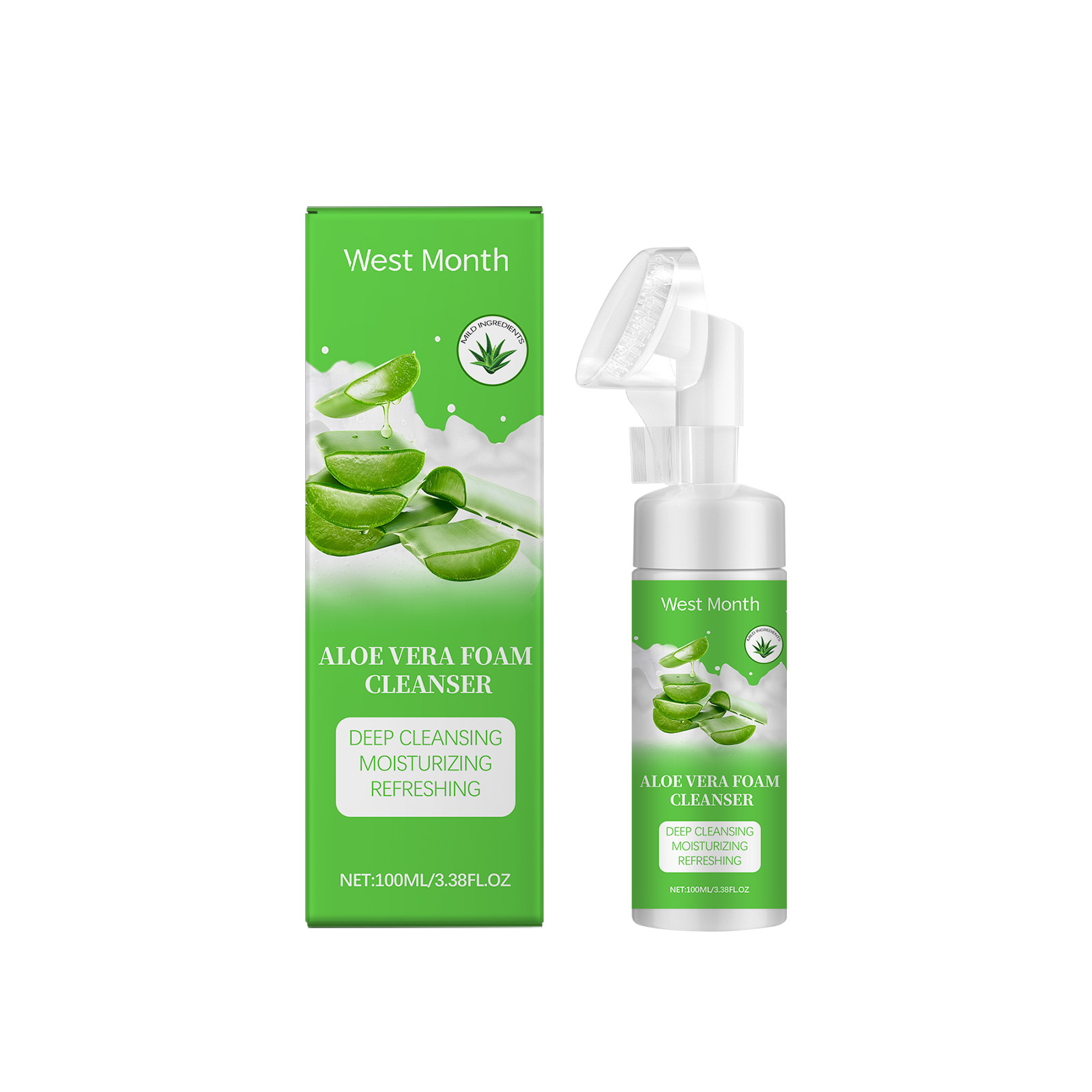 West Month Aloe Vera Foam Cleanser Moisturizes, Moisturizes, Gently Cleanses Pores And Refreshes